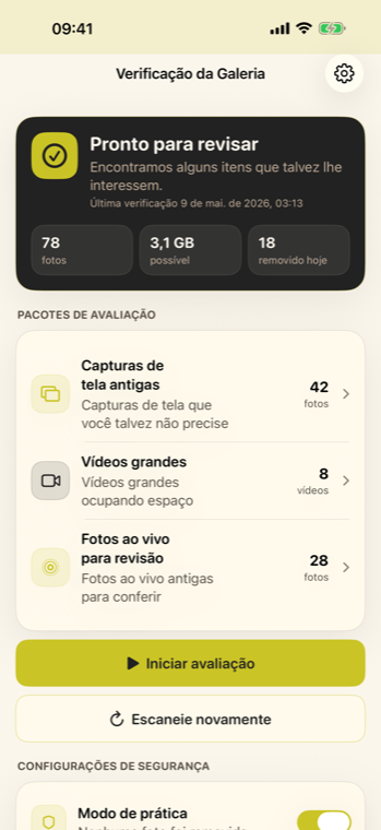 Ícone do app Gallery Checkup e capturas de tela no iPhone.